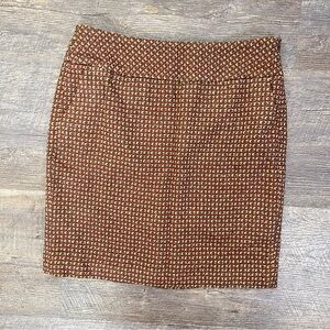 Loft red and brown knit straight pencil skirt size 2 petite 2P B48